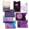 8 Rfid Blocking Sleeves, Unique Designs And Arts In Purple, Anti-Theft Credit Card Holder, Protector, Easy To Recognize, Sturdy Perfect Size For Cards