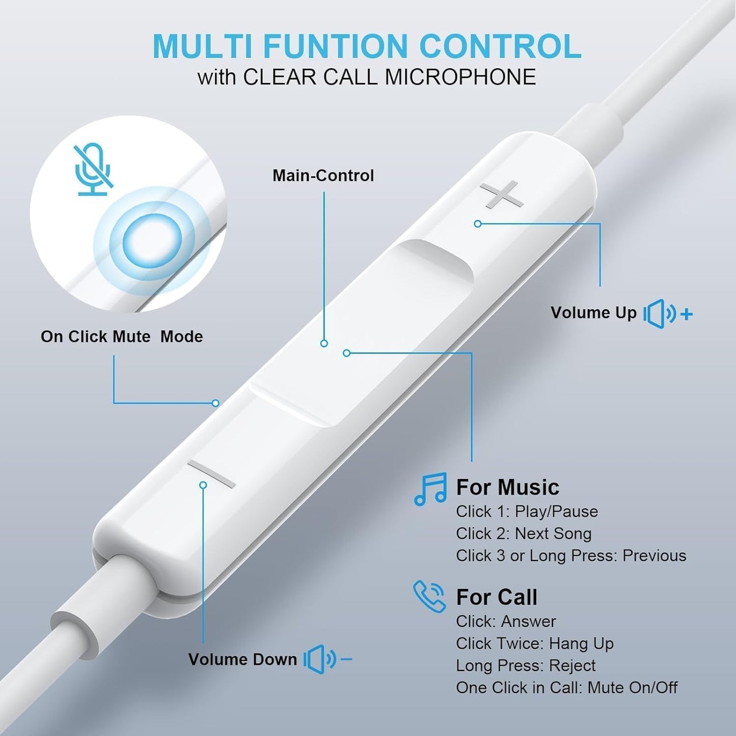 2 Pack-USB C Headphones for iPhone 17/16/15 Earbuds USB C Wired Earphones with Mic & Remote Control Noise Cancelling for 17/16/15 Plus/Air/Pro, Galaxy