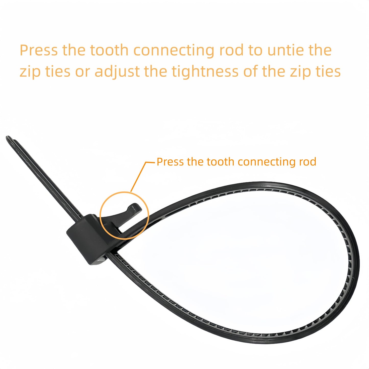 HOTUN 100 Pcs Reusable Releasable Adjustable Nylon Cable Zip Ties(14 Inch,Black)