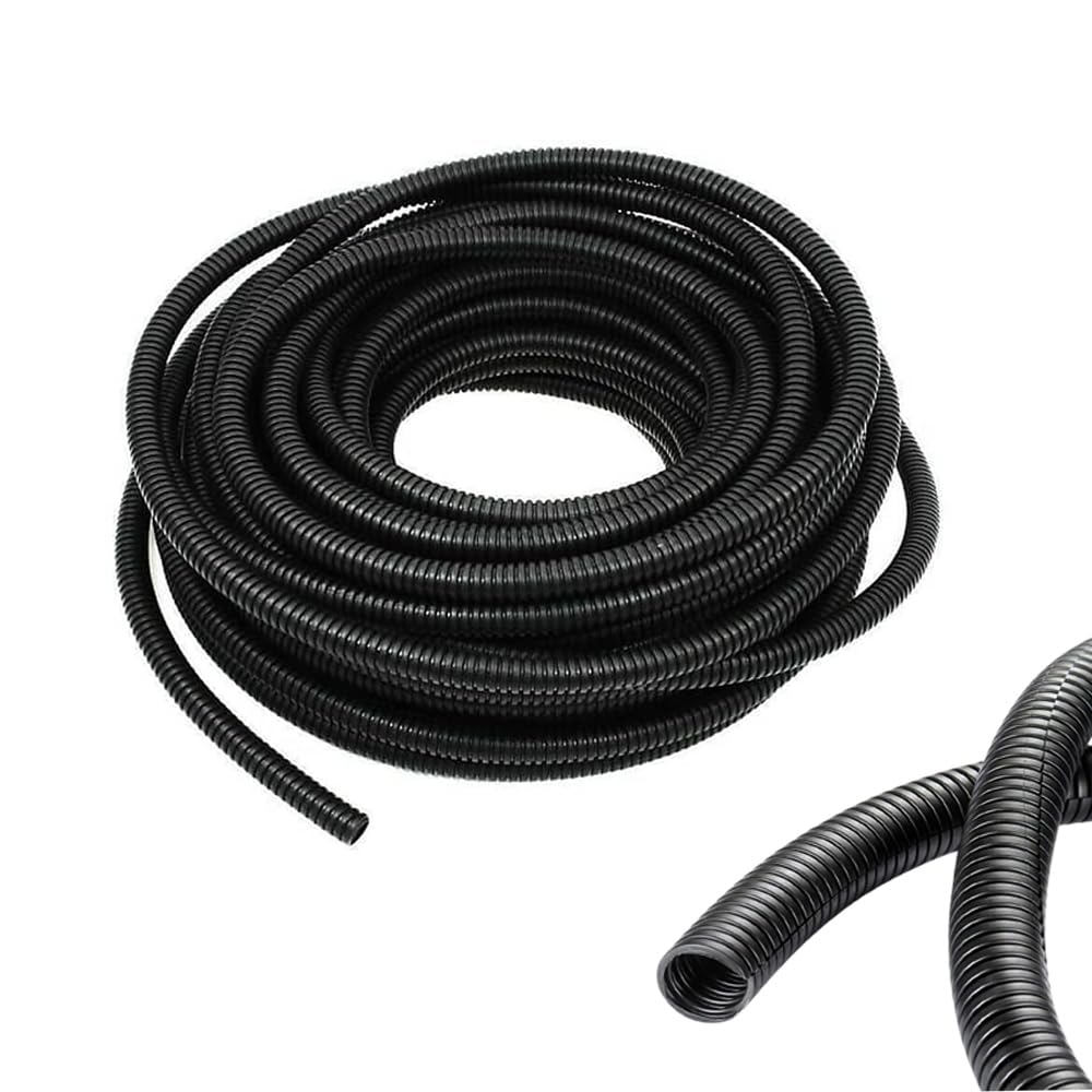 1/4 Inch Wire Loom Split Tubing - 33 ft Cord Protector Electric Wires Covers, Automotive Wire Flexible Conduit, Plastic Wire Cover(1/4"- 33ft, Black)