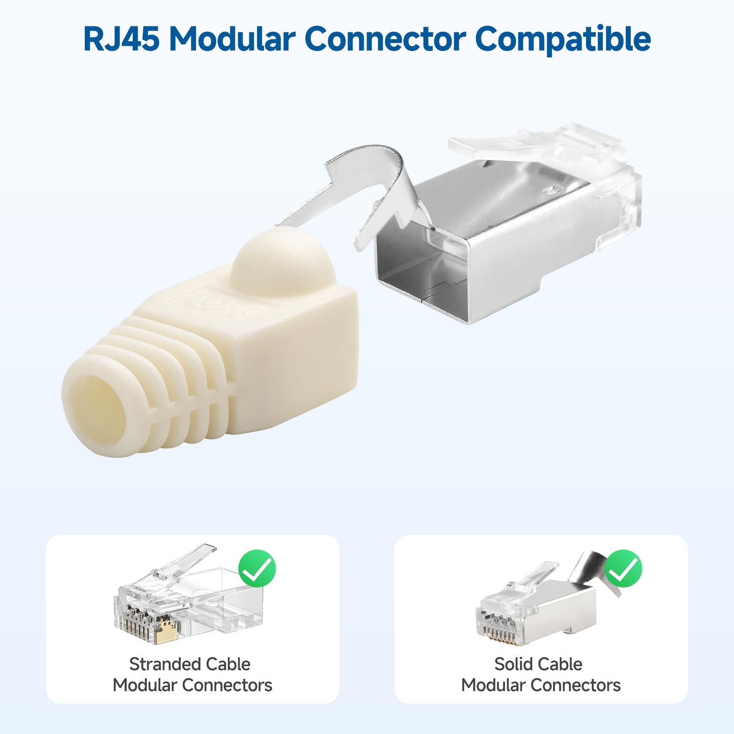 Cable Matters 200-Pack Cat6 / Cat5e RJ45 Strain Relief Boots, RJ45 Boot, Cat 6 Boot, Cat6 Ethernet Boots, White, Suitable for 6.5mm (0.25in) Ethernet