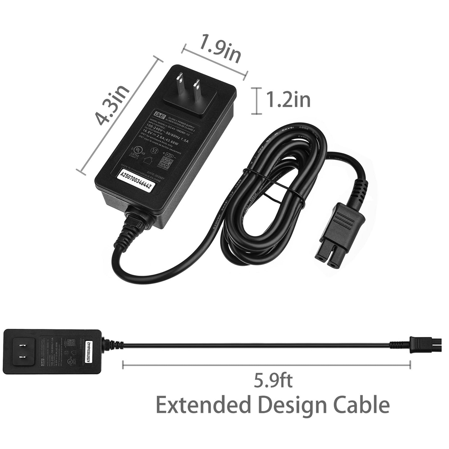 16.8V 2.6A Charger GC44-168260-1C AC Adapter for Aiper Scuba S1 Scuba N1 Robotic Pool Cleaner