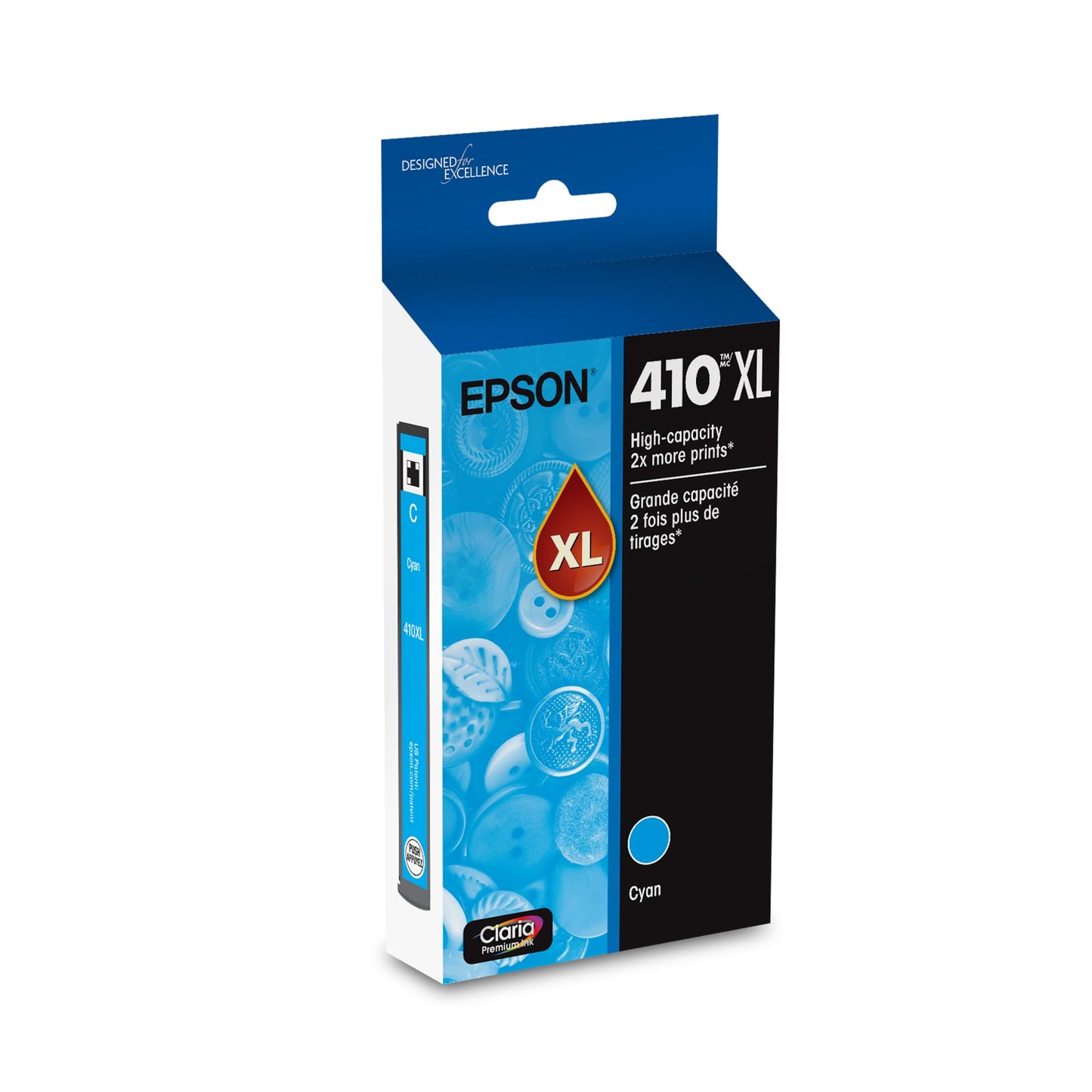 EPSON 410 Claria Premium Ink High Capacity Cyan Cartridge (T410XL220-S) Works with Expression XP-530, 630, 640, 7100, 830