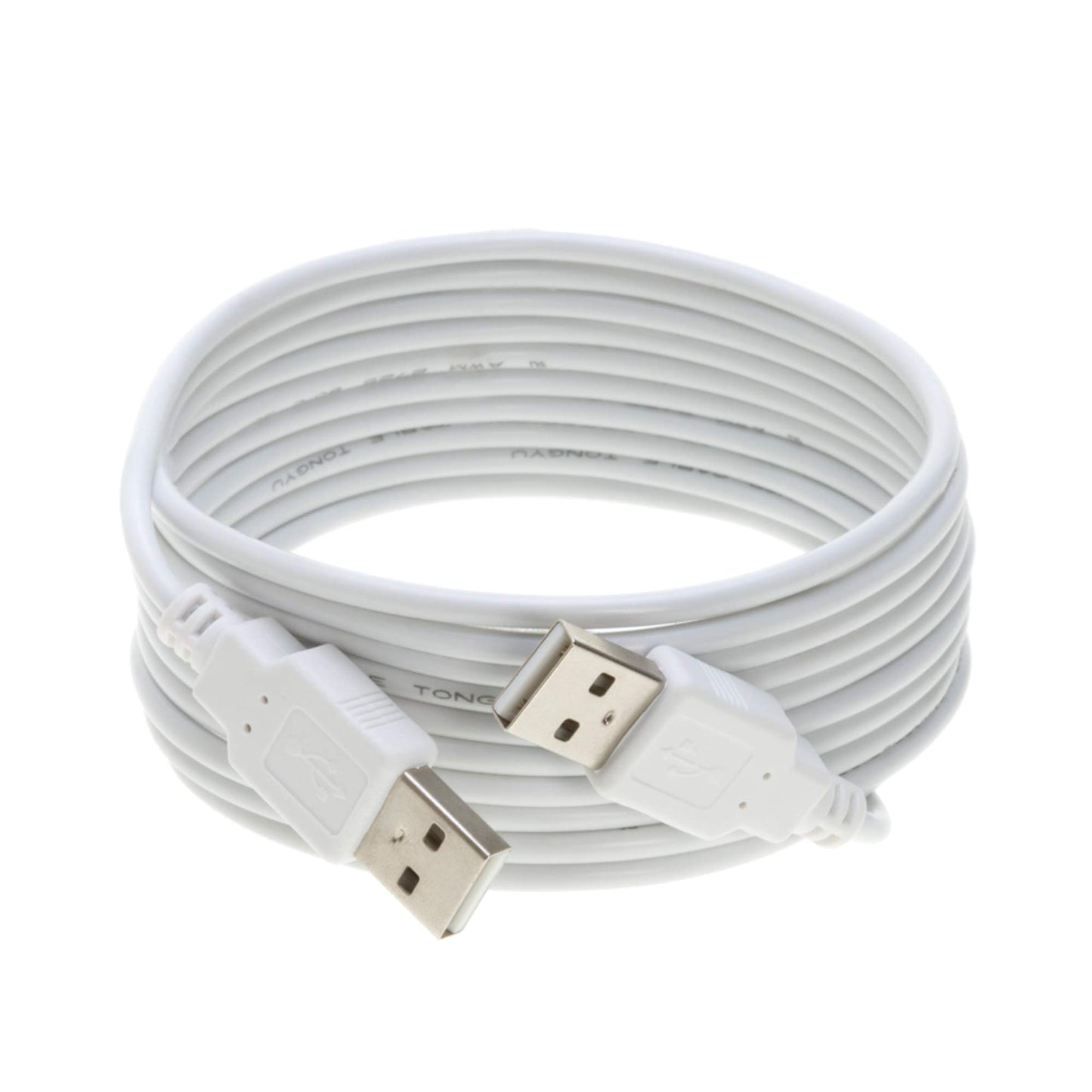 USB 2.0 Type Cable A Male to A Male Black/White 3Ft, 6Ft, 10Ft, 15Ft (10FT, White)