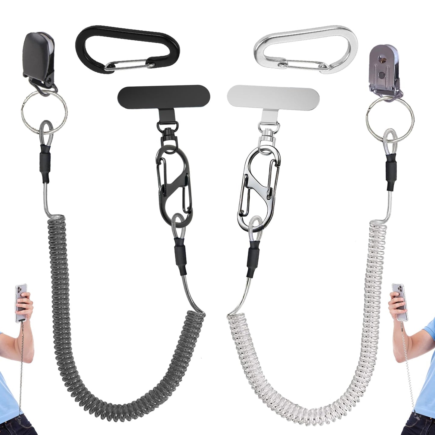 Prime Comfort Phone Tether with Carabiner Clip and 360° Tether Tab, Cell Phone Tether Lanyard with Retractable Keychain for Skiing kayaking