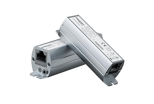 PROCET Ethernet Surge Protector Gigabit - 20KV Industrial Lightning Arrestor for -40°F to 185°F, 120Wmax PoE++ RJ45 Surge Protector, 10/100/1000Mbps