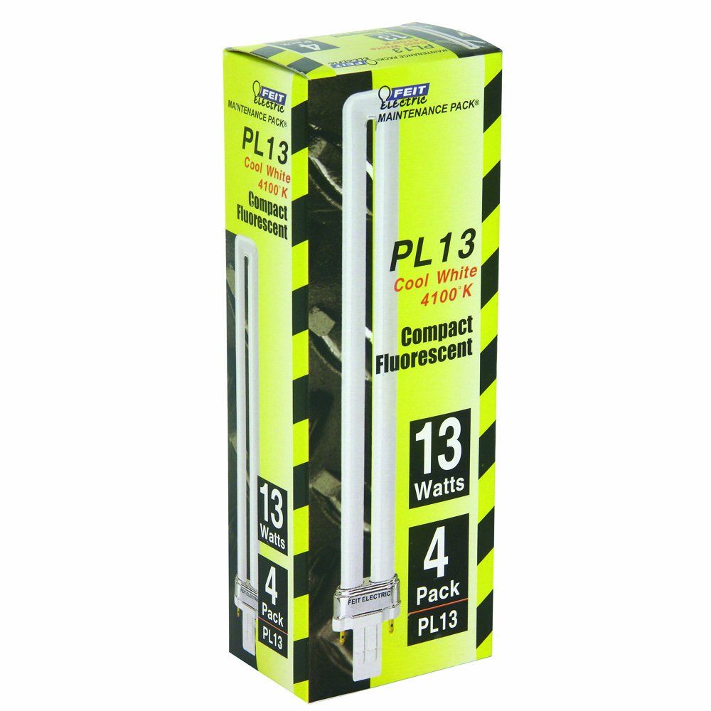 Feit Electric PL13/41/MP 13-Watt PL Compact Fluorescent Bulb, Cool White, 4 Pack