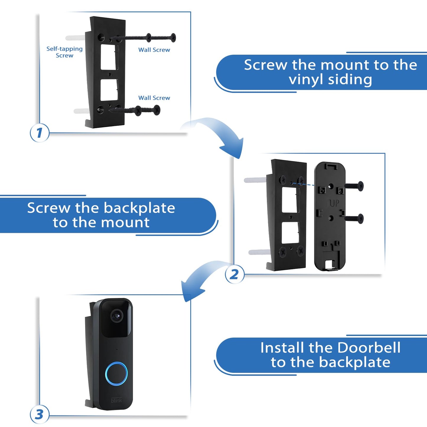 Buhobha Blink Doorbell Vinyl Siding Mount, 4" Standard Siding Specialized, Compatible with 2nd Gen Blink Doorbell, Secure Fit Durable Outdoor