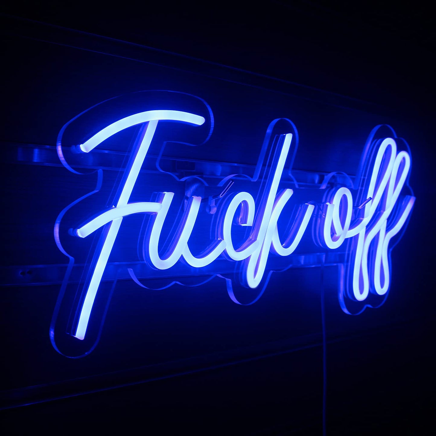 Lucunstar Fuck Off Neon Sign for Wall Decor Blue Led Lights for Wall Decor Dimmable Neon Signs Switch Operated Led Light for Bedroom Bar Room Teen