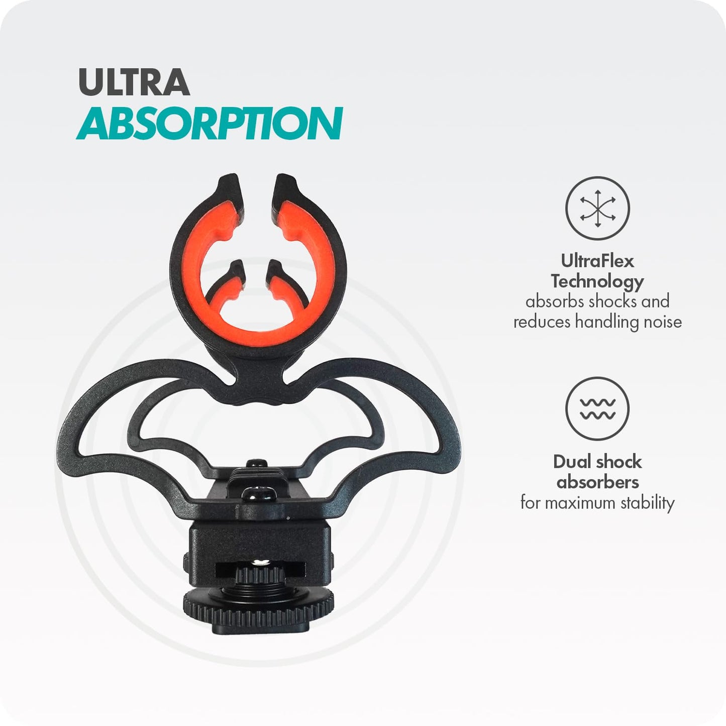 Movo SM6 Ultraflex Premium Shockmount for Shotgun Microphones - Compatible with Rode NTG Series, Sennheiser MKE600, Audio-Technica AT875R, and More