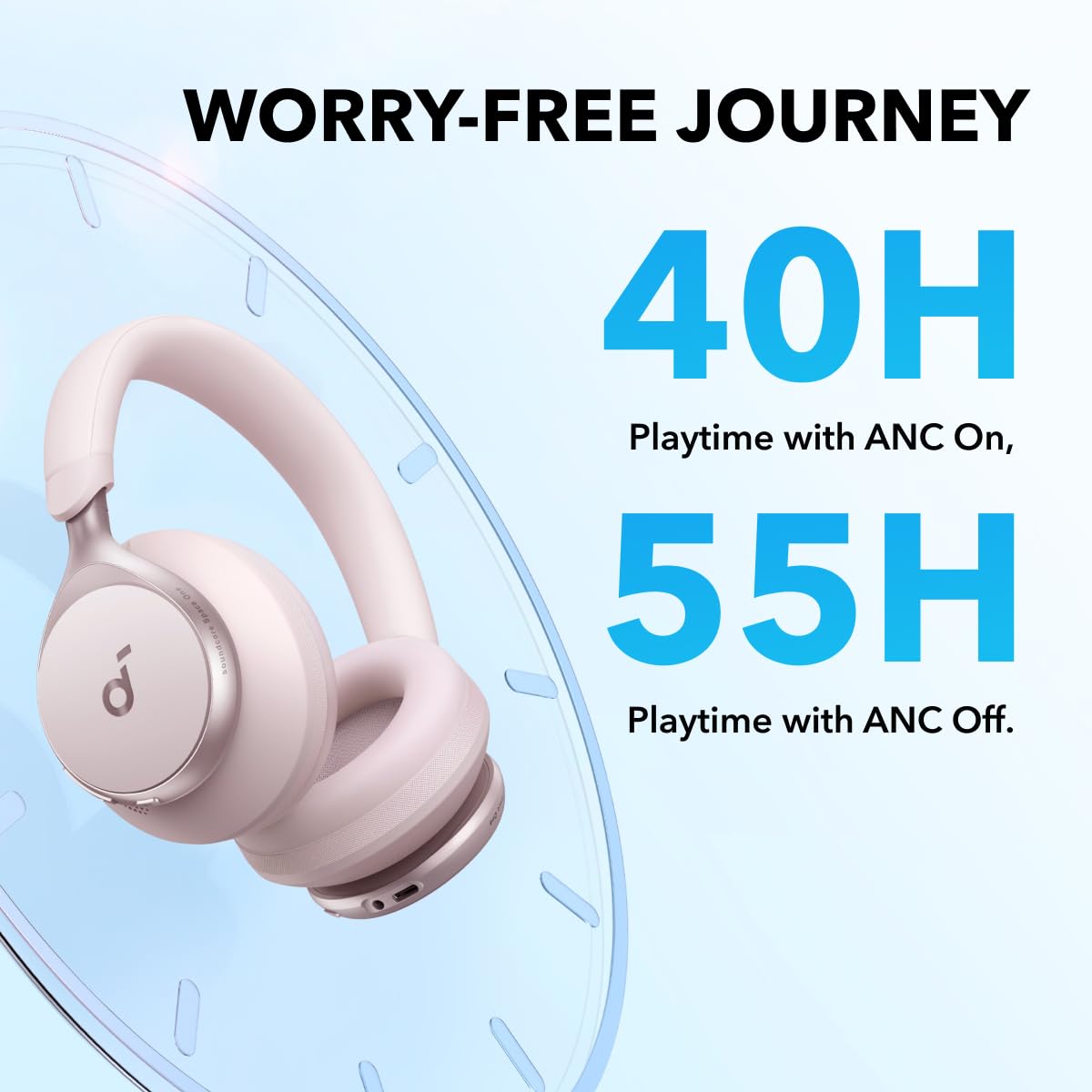 Soundcore by Anker, Space One, Active Noise Cancelling Headphones, 2X Stronger Voice Reduction, 40H ANC Playtime, App Control, LDAC Hi-Res Wireless…