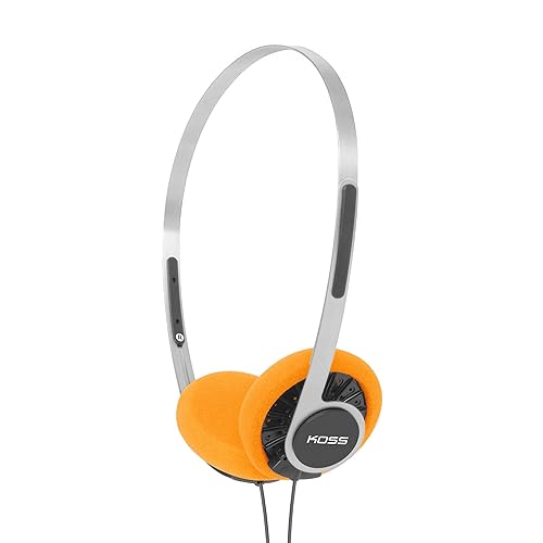 Koss KPH40 Retro On-Ear Headphone, 80s Style, Lightweight, Vintage, Ultra-Wide Frequency Response, Stainless Steel Adjustable Headband, Orange Foam