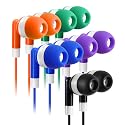 Keewonda 30 Pack Multi Color Earbuds for Kids, In-Ear, Wired, 5 Colors (Black, Blue, Orange, Green, Purple), Compatible