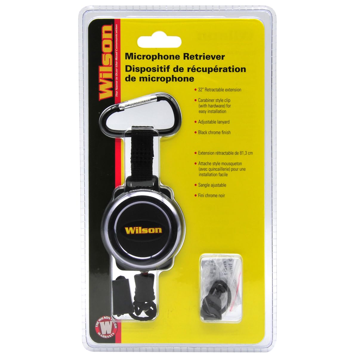 Wilson CB Microphone Retriever 305MRBC - Adjustable Mic Lanyard and Hardware Mounting Kit - Black Chrome Finish