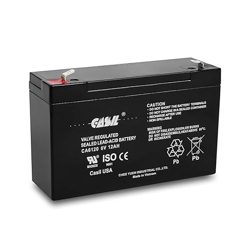 Casil Emergency Light Battery 6v 12ah CA6120 Sealed Lead Acid AGM with F2 Terminal for 6v Emergency Light Battery