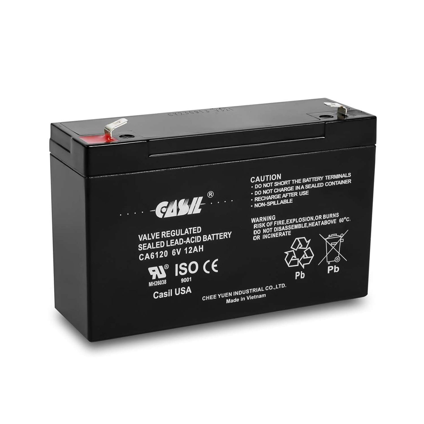 Casil Emergency Light Battery 6v 12ah CA6120 Sealed Lead Acid AGM with F2 Terminal for 6v Emergency Light Battery