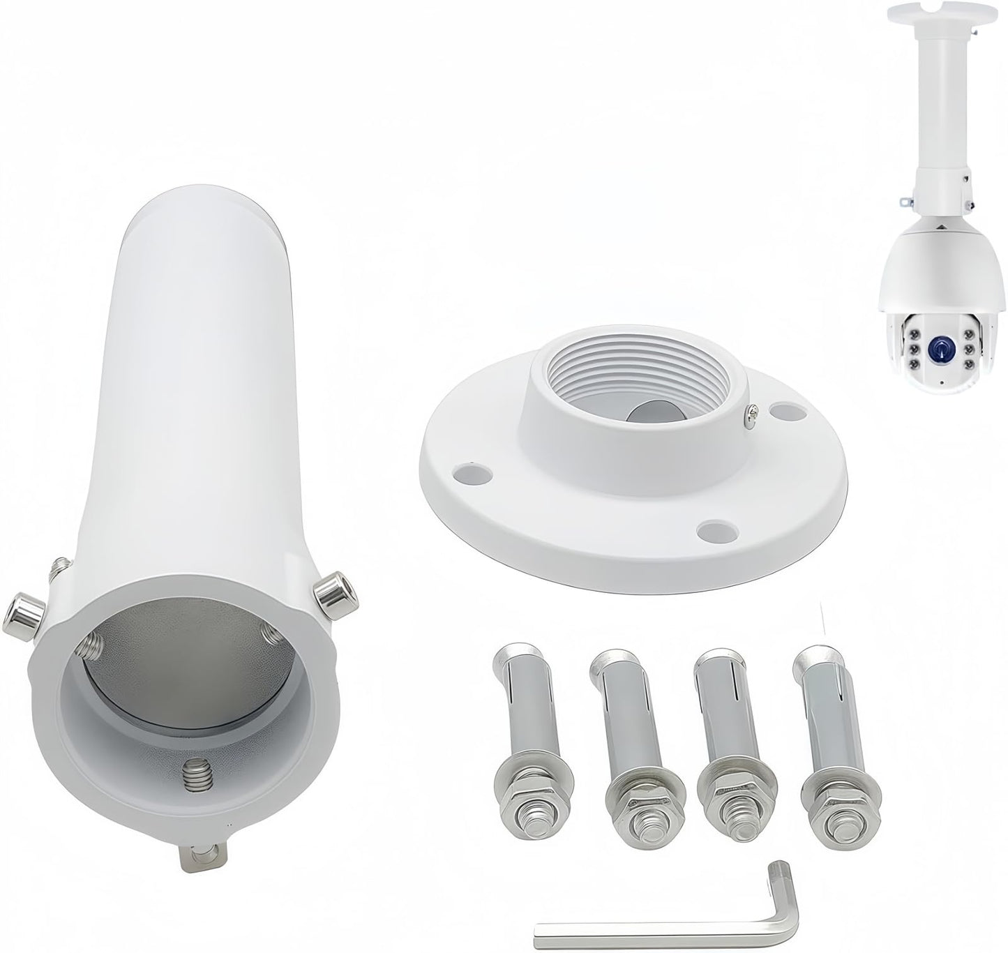 GledeYeTec 10"/25cm CCTV Camera Ceiling Mount Bracket, Security Surveillance Camera Ceiling Mount Bracket for HIKVision CCTV PTZ Camera Aluminum Alloy