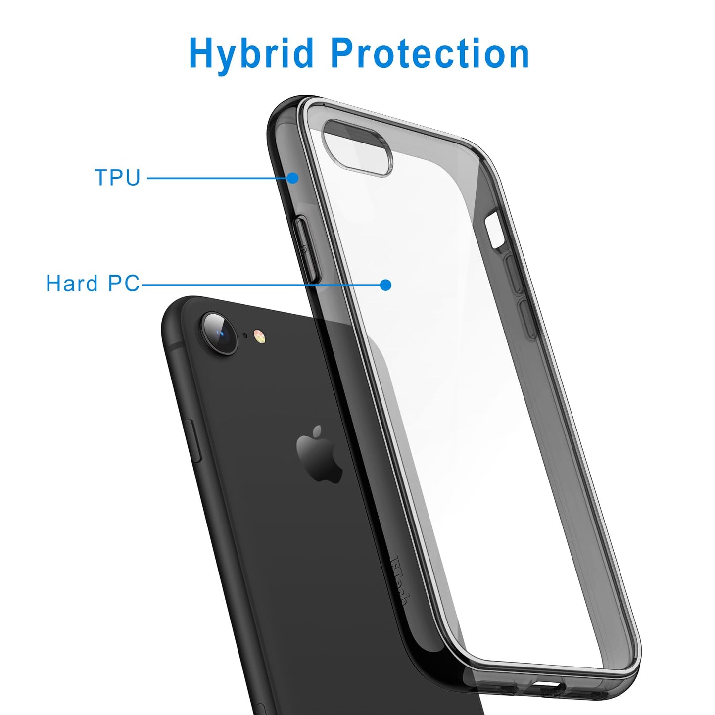 JETech Case for iPhone SE 3/2, iPhone 8/7, Anti-Yellowing, Blue