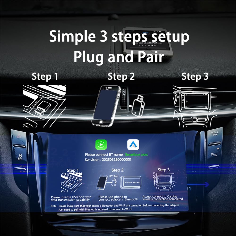 COCOING Wireless CarPlay Adapter for iPhone (2026 Upgraded) - Plug & Play USB-C/Type-C Adapter Converts Wired to Wireless CarPlay Android Auto