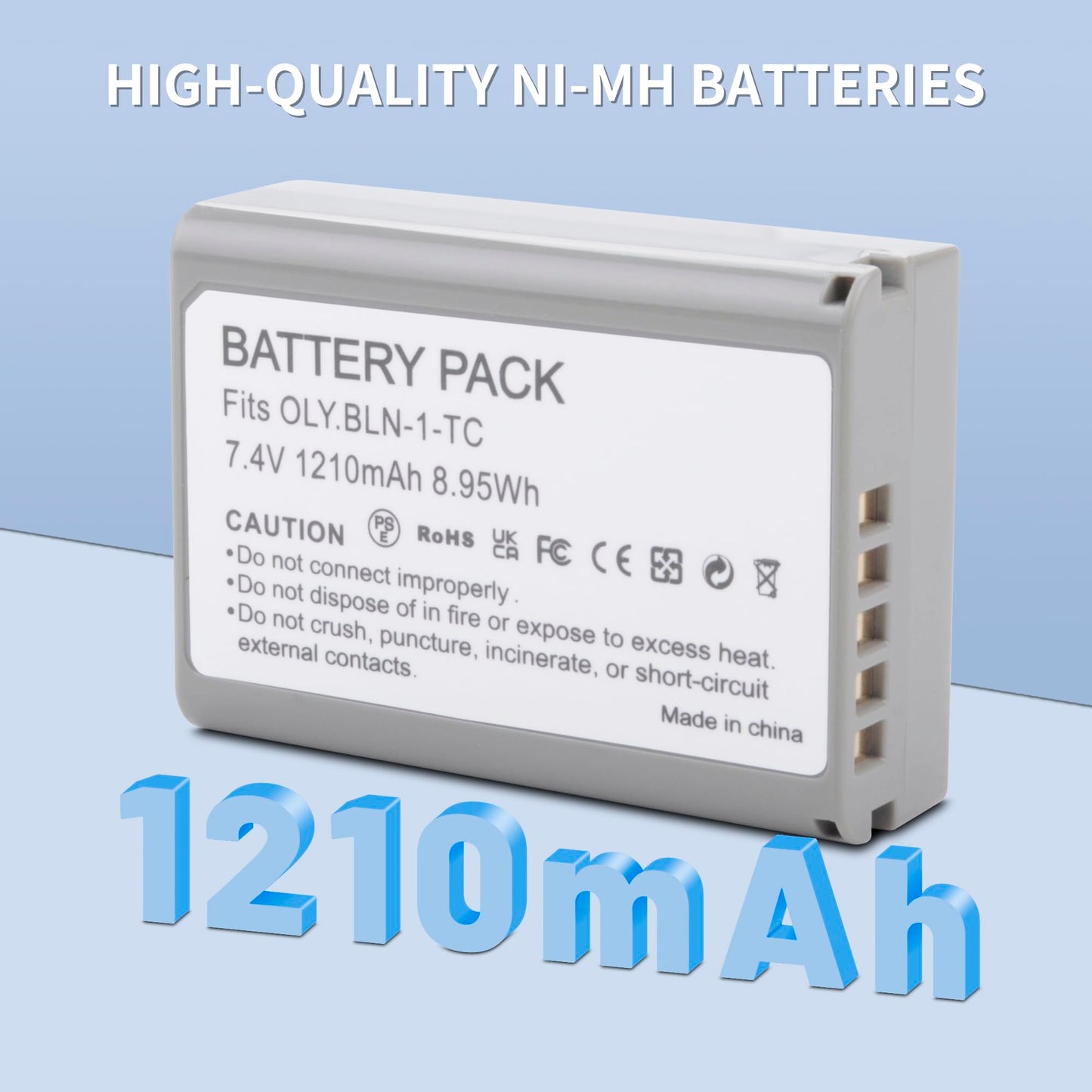 TZRONG 2-Pack BLN-1D Battery Replacement for Olympus BLN-1 BLN1 Battery, BCN-1 BCN1 Charger, M-D E-M1, OM-D E-M5, OM-D E-M5 Mark II, Pen E-P5, Pen-F