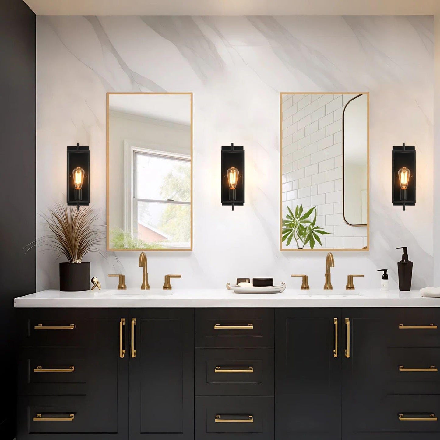 PUUPA Black Wall Sconce Lighting, Single Light Bathroom Vanity Light fixtures Modern Indoor Farmhouse Wall Lights