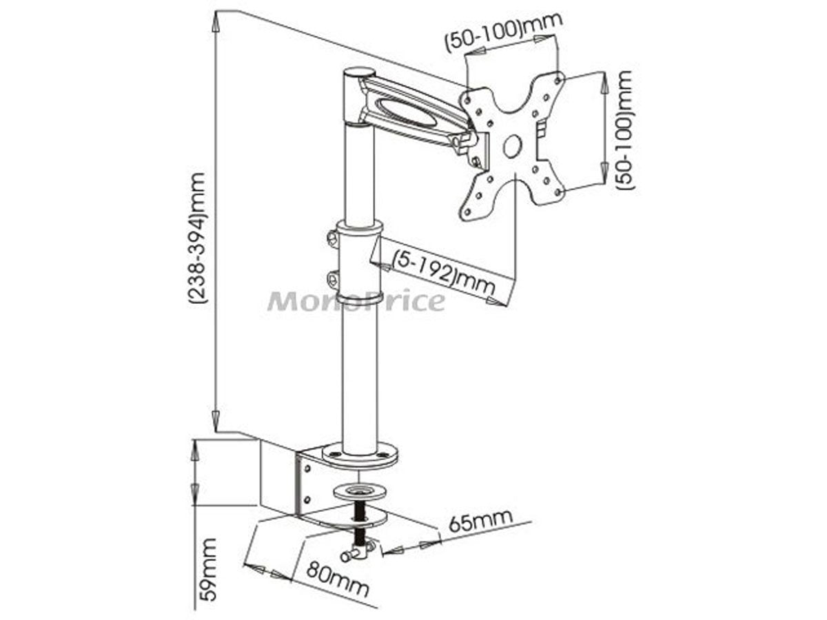 Monoprice 2 Way Adjustable Tilting Desk Mount Bracket for LCD LED (Max 33Lbs, 13~30inch) - Black