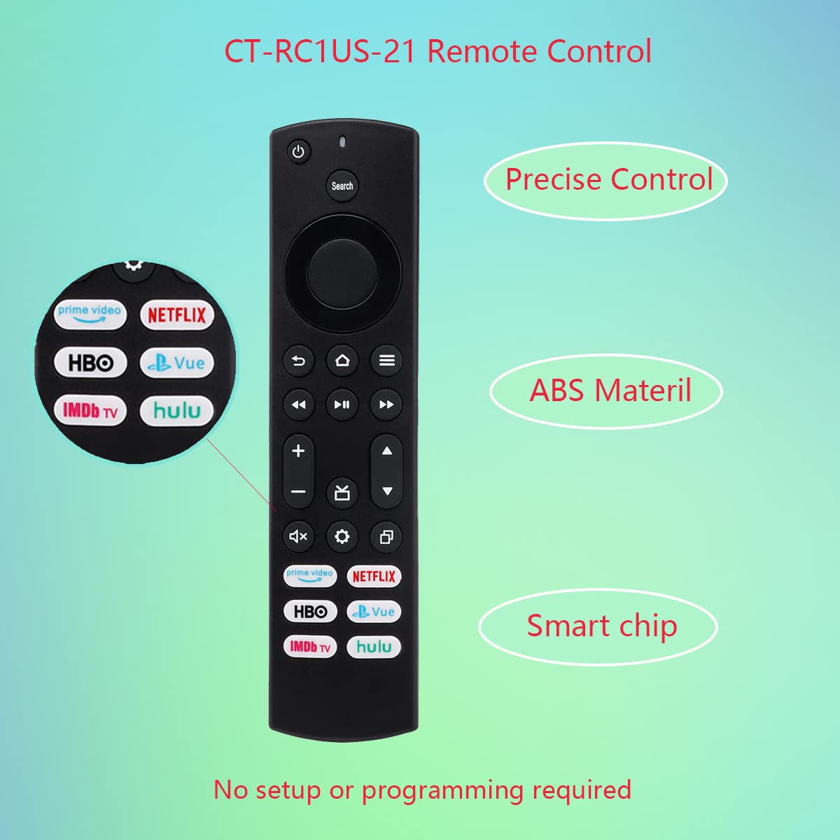 GHUST CT-RC1US-21 CT-RC1US-19 IR Replacement Remote Control for Toshiba Smart TV Edition 32LF221C19 32LF221U19 43LED2160P 43LF421U19 43LF621U19