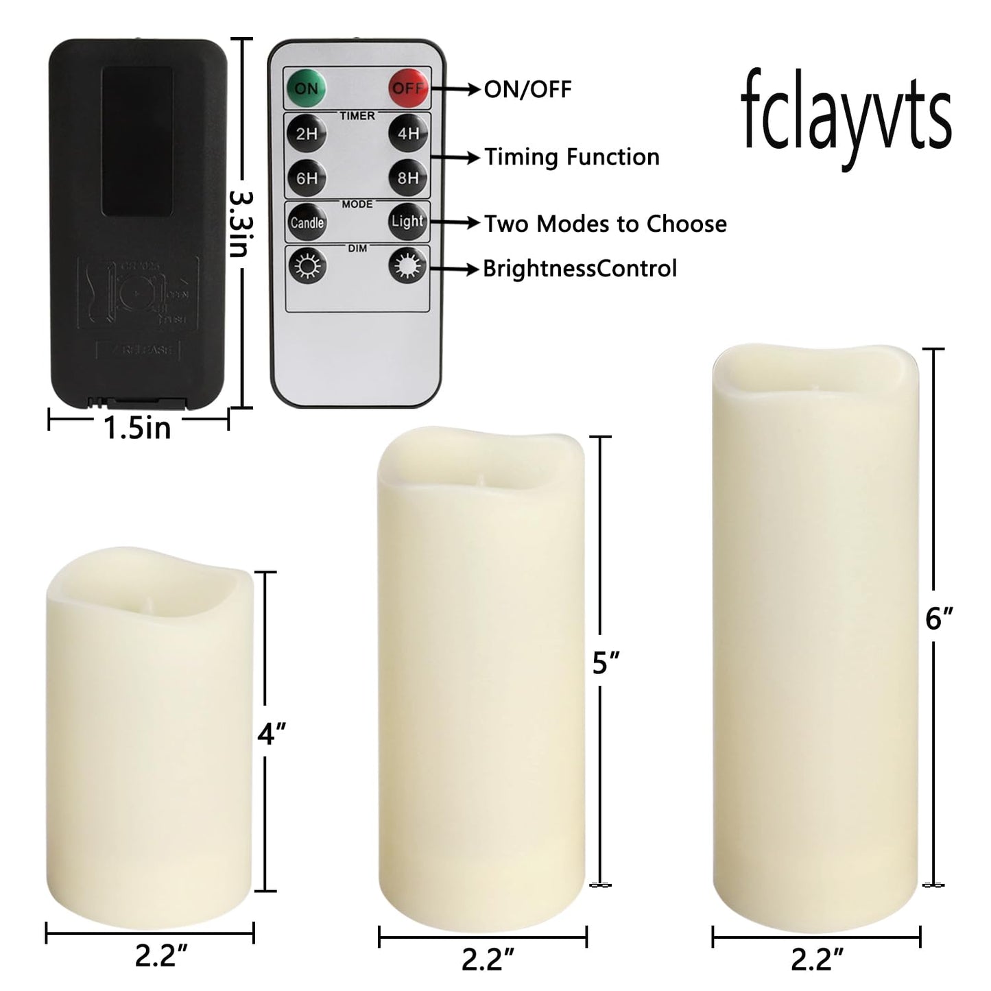 fclayvts 24-Pack LED Flameless Candles with Remote Control -Flickering Electric Candles- Timer Candles -3D Flame, for Halloween Christmas