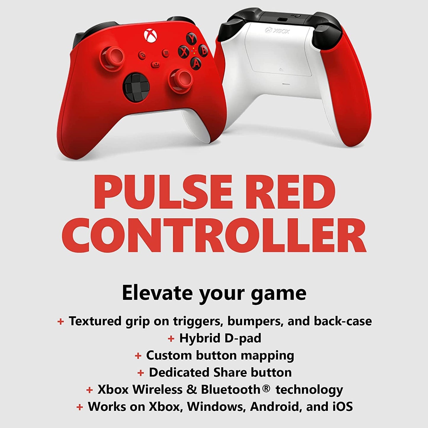 Xbox Core Wireless Gaming Controller - Pulse Red Series X|S, One, Windows PC, Android, and iOS