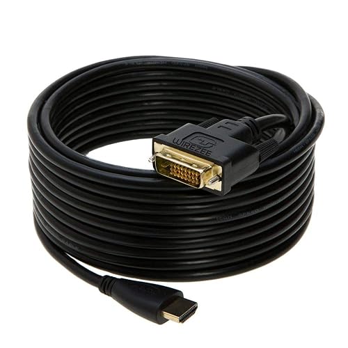 WireZee 25FT HDMI to DVI-D 24+1 Cable - HDMI Male to DVI-D Male Adapter Cable for Monitor, PC, Laptop, TV, Projector - High-Speed Digital Video Cable