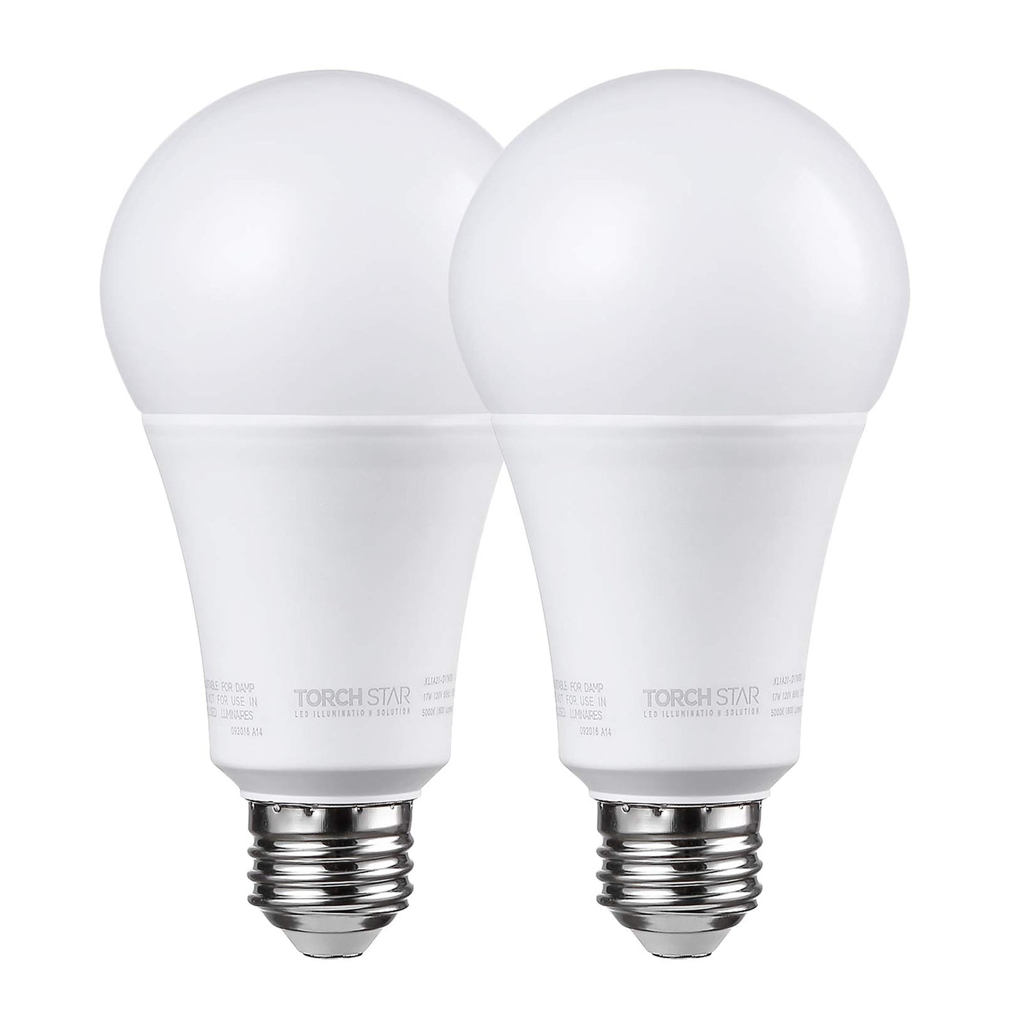 TORCHSTAR 2-Pack A21 LED Light Bulbs Dimmable Super Bright Light Bulb 5000K
