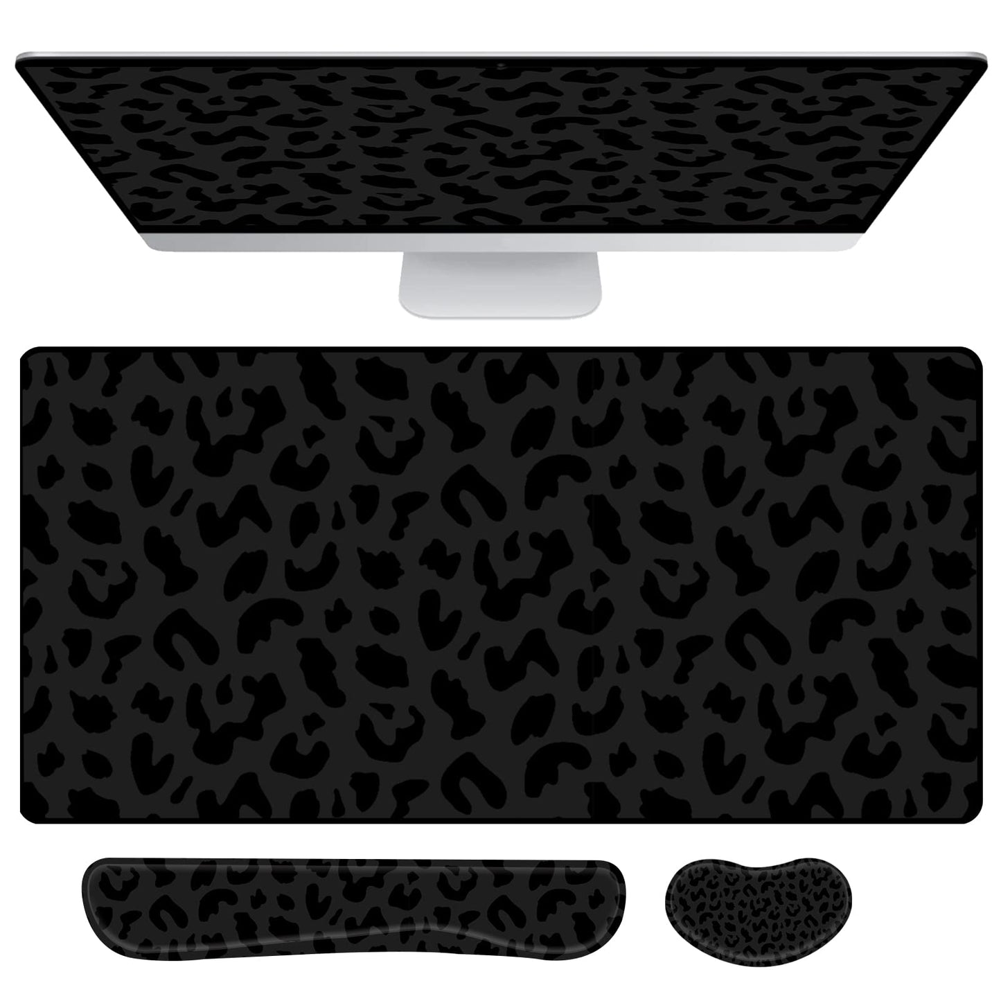 Deokke 3Pcs Large Gaming Mouse Pad Desk Mat,Keyboard Mouse Wrist Rest Support Set,Extended Laptop Mouse Pad Memory Foam Non-Slip Base for Gamer Home