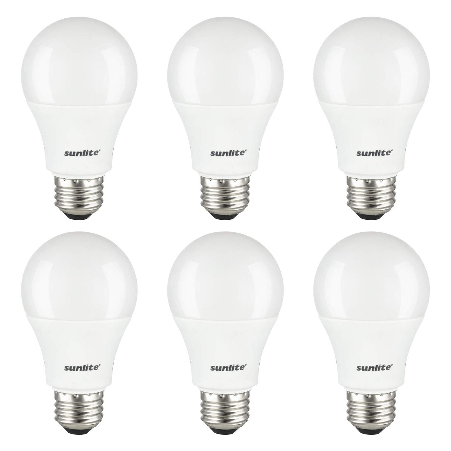 Sunlite LED A19 Light Bulbs, 15 Watts (100W Equivalent), 1500 Lumens, Medium Base (E26), Non-Dimmable, ETL Listed, 3000K - Warm White, 6 Pack