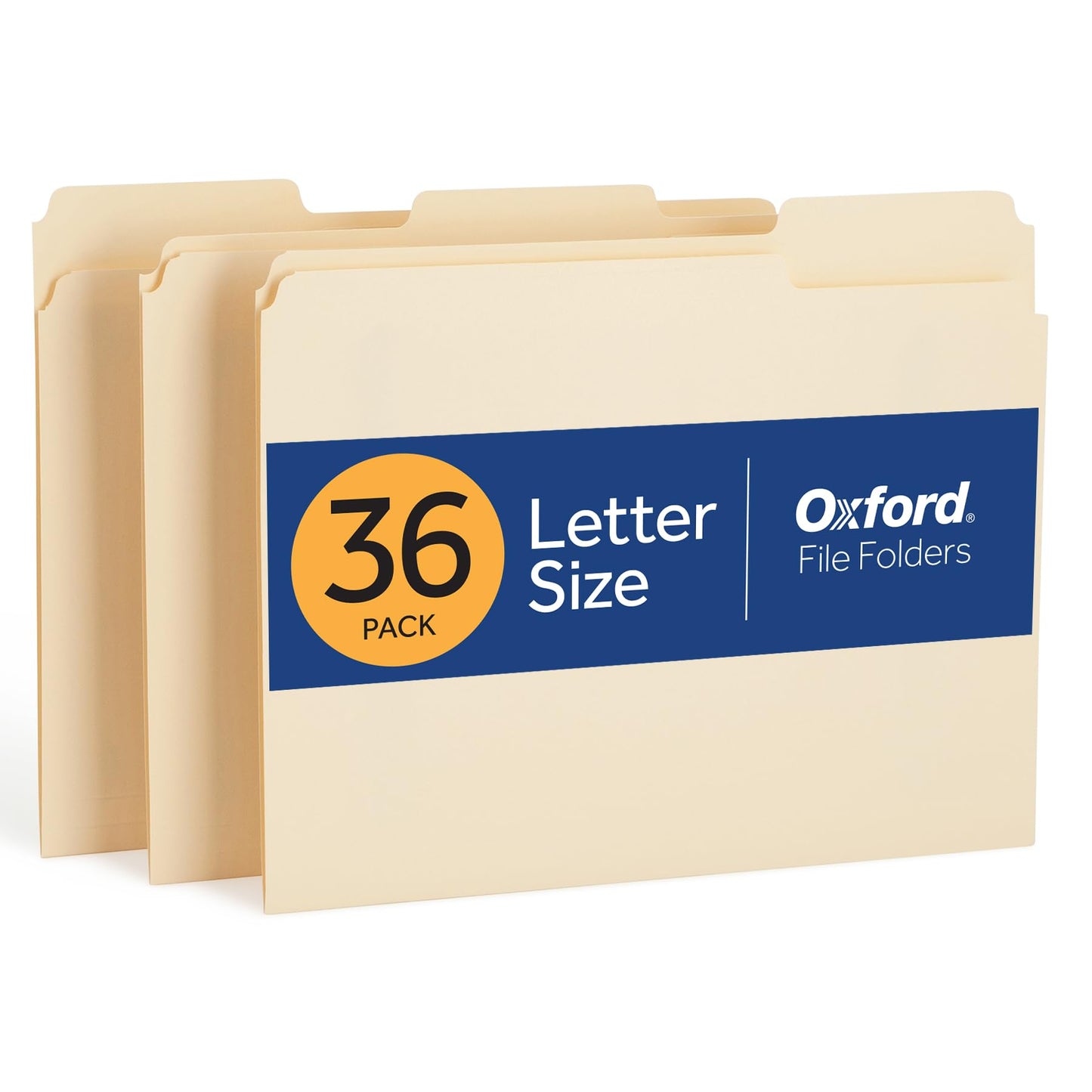 Oxford File Folders, 36 Pack, Letter Size (8.5" x 11"), 3 Tabs, Durable Manila Paper, for School, Office & Home Document Organization