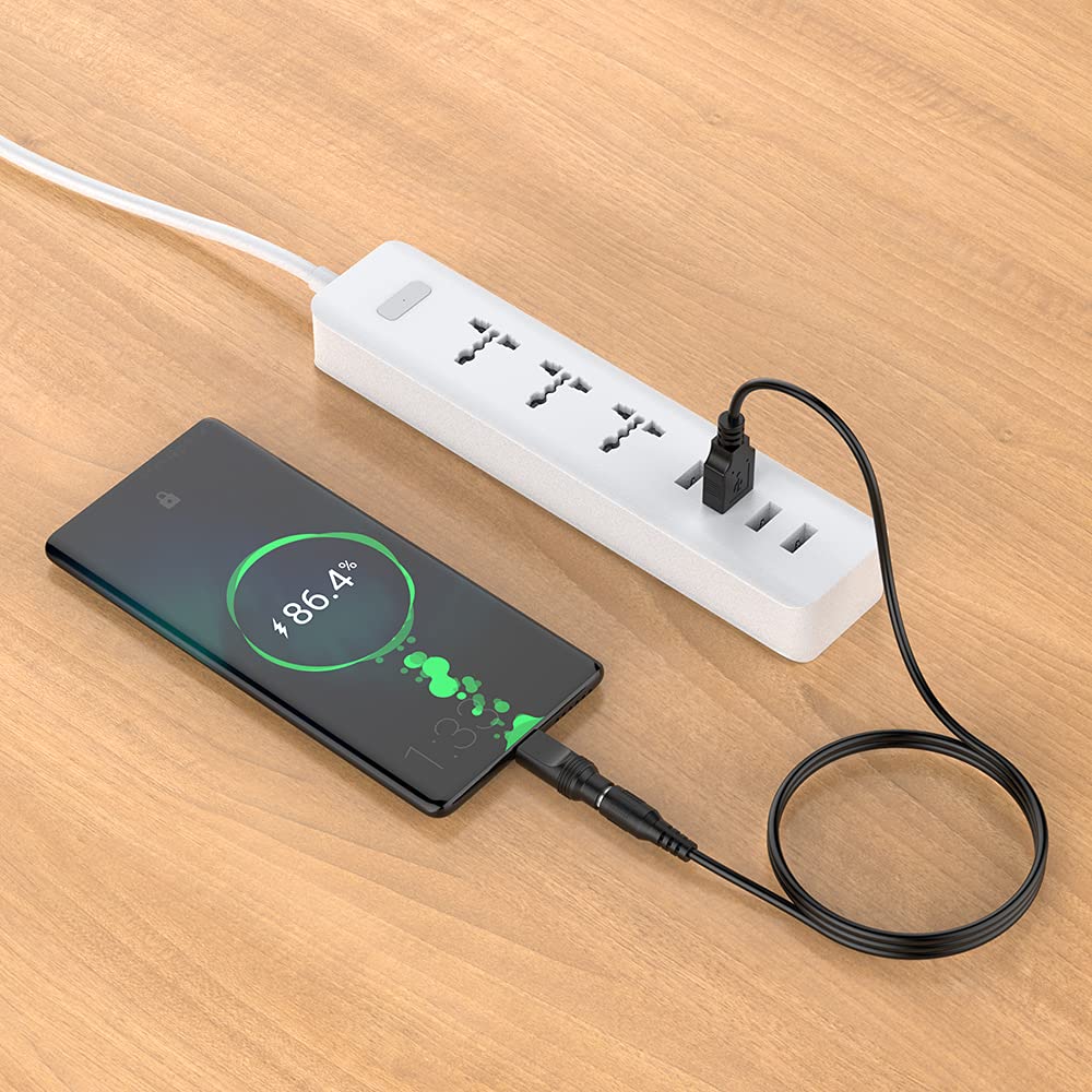 LIANSUM USB to DC 5V Power Cord, Universal DC 5.5x2.1mm Plug Jack Charging Cable with 10 Connector Tips(5.5x2.5, 4.8x1.7, 4.0x1.7, 4.0x1.35, 3.5x1.35