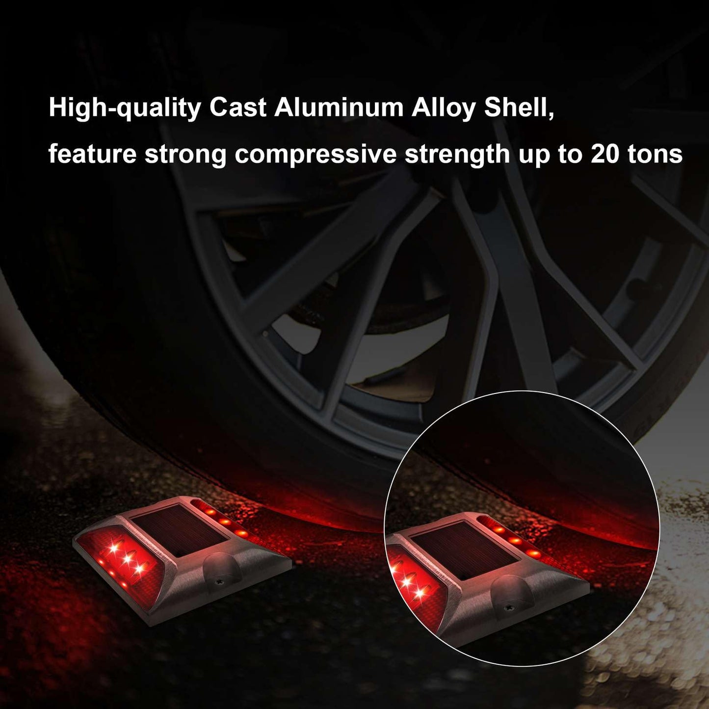 Aolyty Solar Driveway Dock Lights, IP68 Waterproof Solar Deck Light Outdoor Warning Step Light Reflective Road Marker for Sidewalk Stair Garden