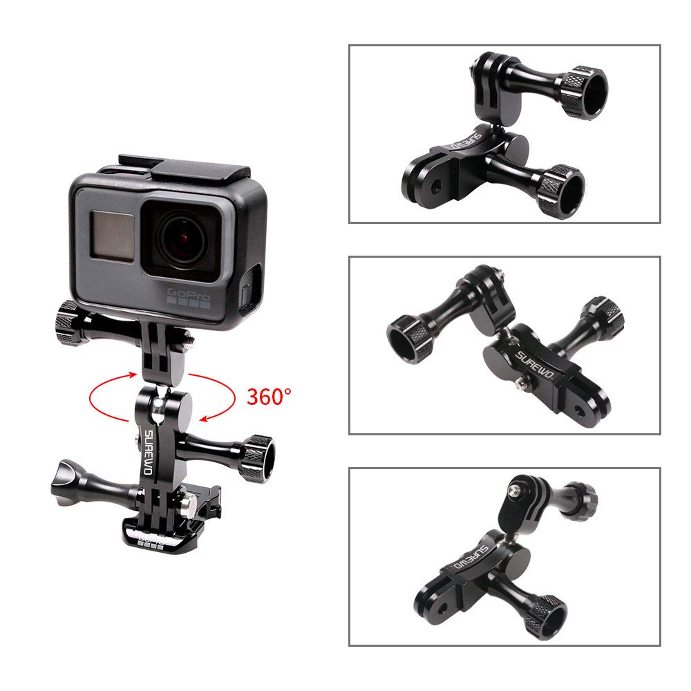 Aluminum Dual Rotating Extension Arm Mount Mount, 360° Rotation Ball Head Swivel Adapter Arm Mount Compatible with Gopro Hero 13 Black,Hero