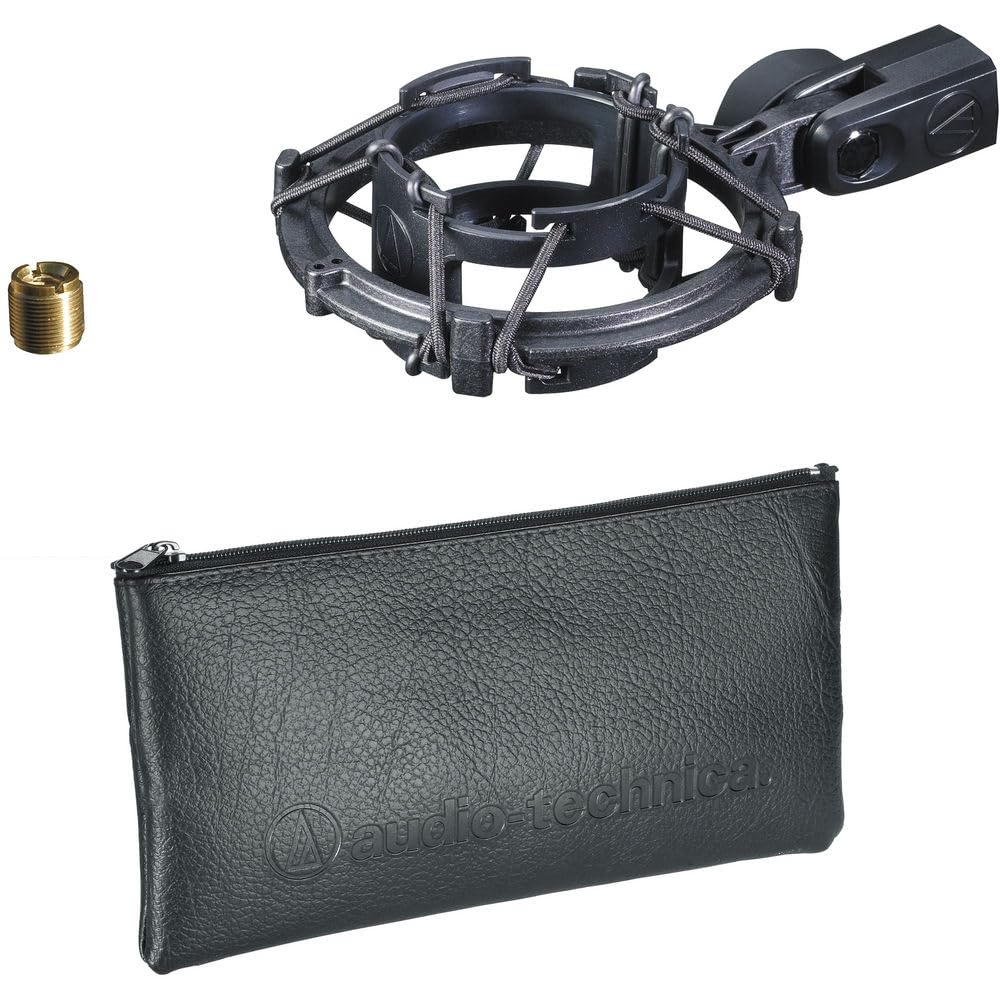 Audio-Technica AT2035 Cardioid Condenser Microphone, Black + Microfiber Cleaning Cloth + Goby Labs Microphone Cleaner + 10 Ft XLR Cable