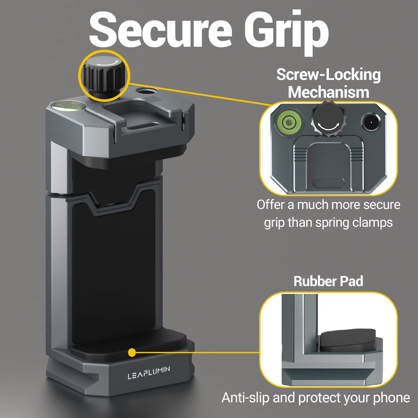 Leaplumin Aluminum Phone Mount for Tripod, Adjustable Phone Tripod Mount with Cold Shoe & Arca Swiss Quick Release Plate,Universal Adjustable Clamp