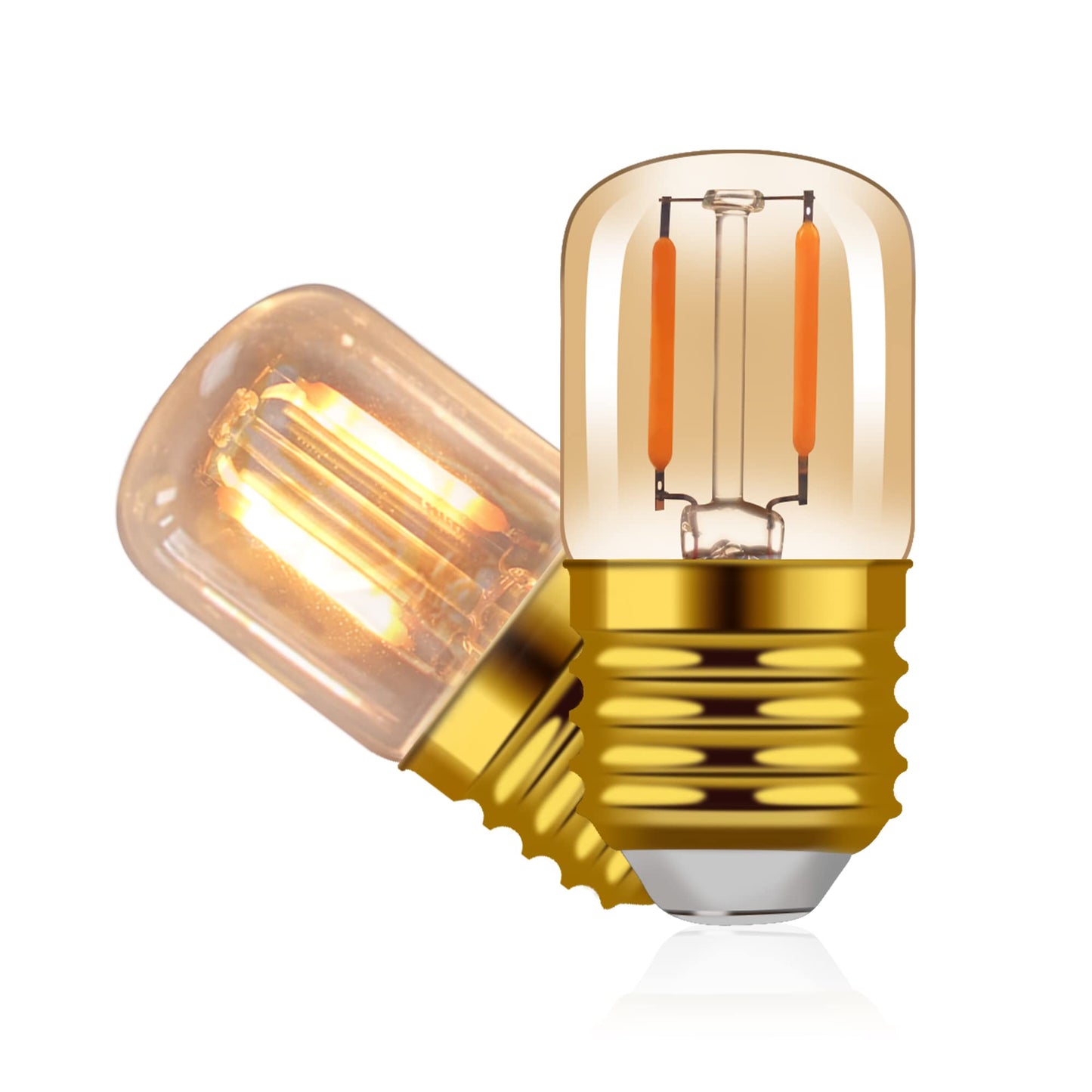 Hcnew E26 LED Amber Night Light Bulbs 1W, T28 Mini Edison Tube Lamp 2200K Warm, 10W Incandescnet Equivalent,Non-Dimmable Replacement Decorative Bulb