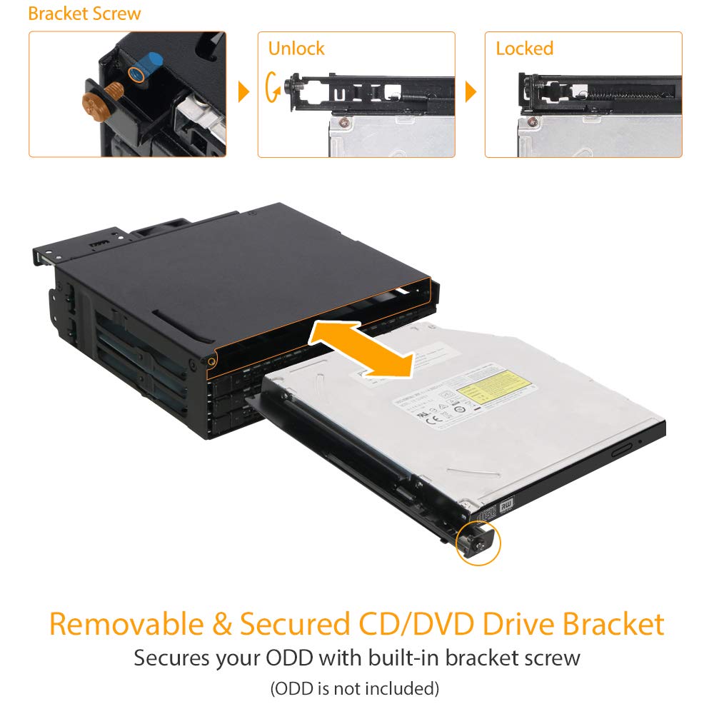 ICY DOCK 6 Bay 2.5 SAS/SATA SSD/HDD & Ultra Slim Optical Disk Drive CD DVD ROM Backplane Enclosure for External 5.25" Bay | ToughArmor MB606SPO-B