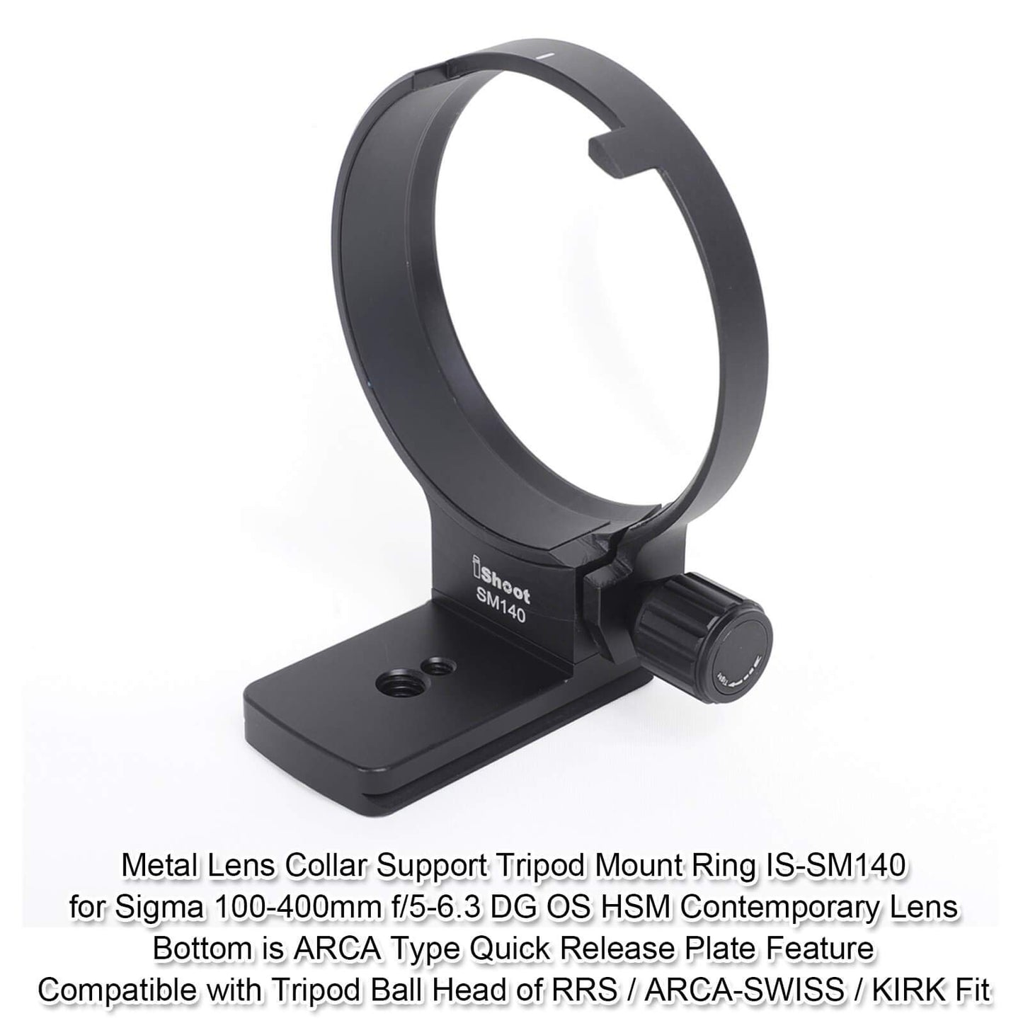 iShoot Tripod Mount Ring, Lens Collar Support Compatible with Sigma 100-400mm f/5-6.3 DG OS HSM Contemporary Lens (EF/F Mount), Bottom is ARCA Quick