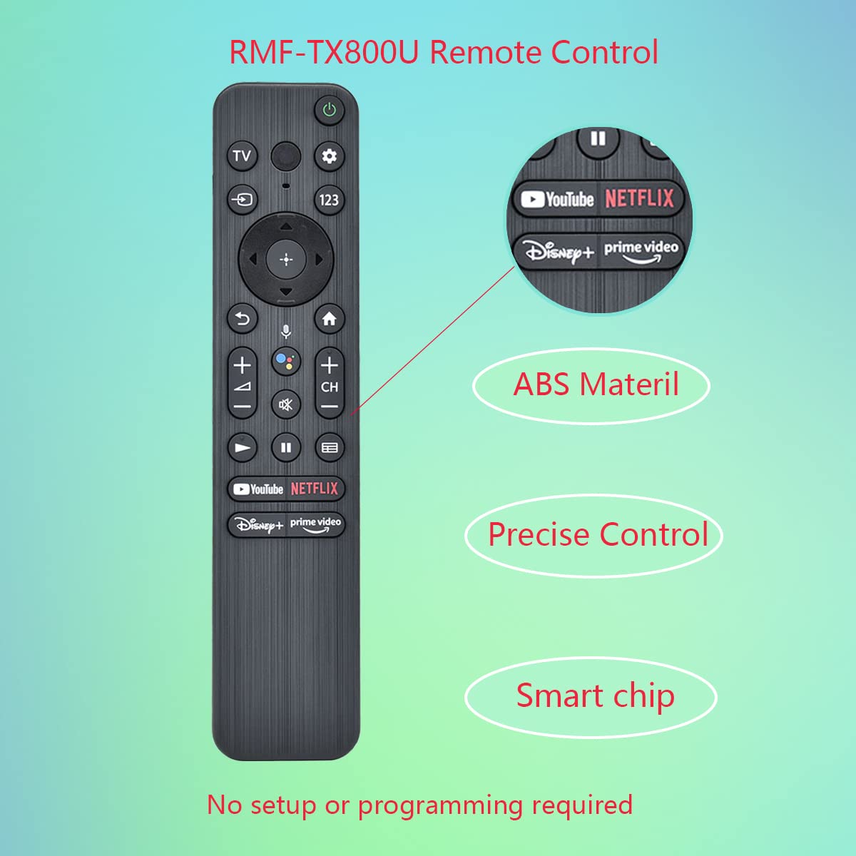 GHUST RMF-TX800U RMF-TX900U IR Remote Control Replacement Universal for Sony Smart 4K 8K TV XR-65A80CK XR-55A80CK KD-65X80CK XR-77A80C XR-85X90CK