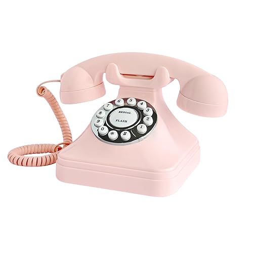 TelPal Corded Pink Retro Landline Home Phone, Basic Pink Decorative Analog Telephone Set, Senior Phone for Home/Office/Hotel