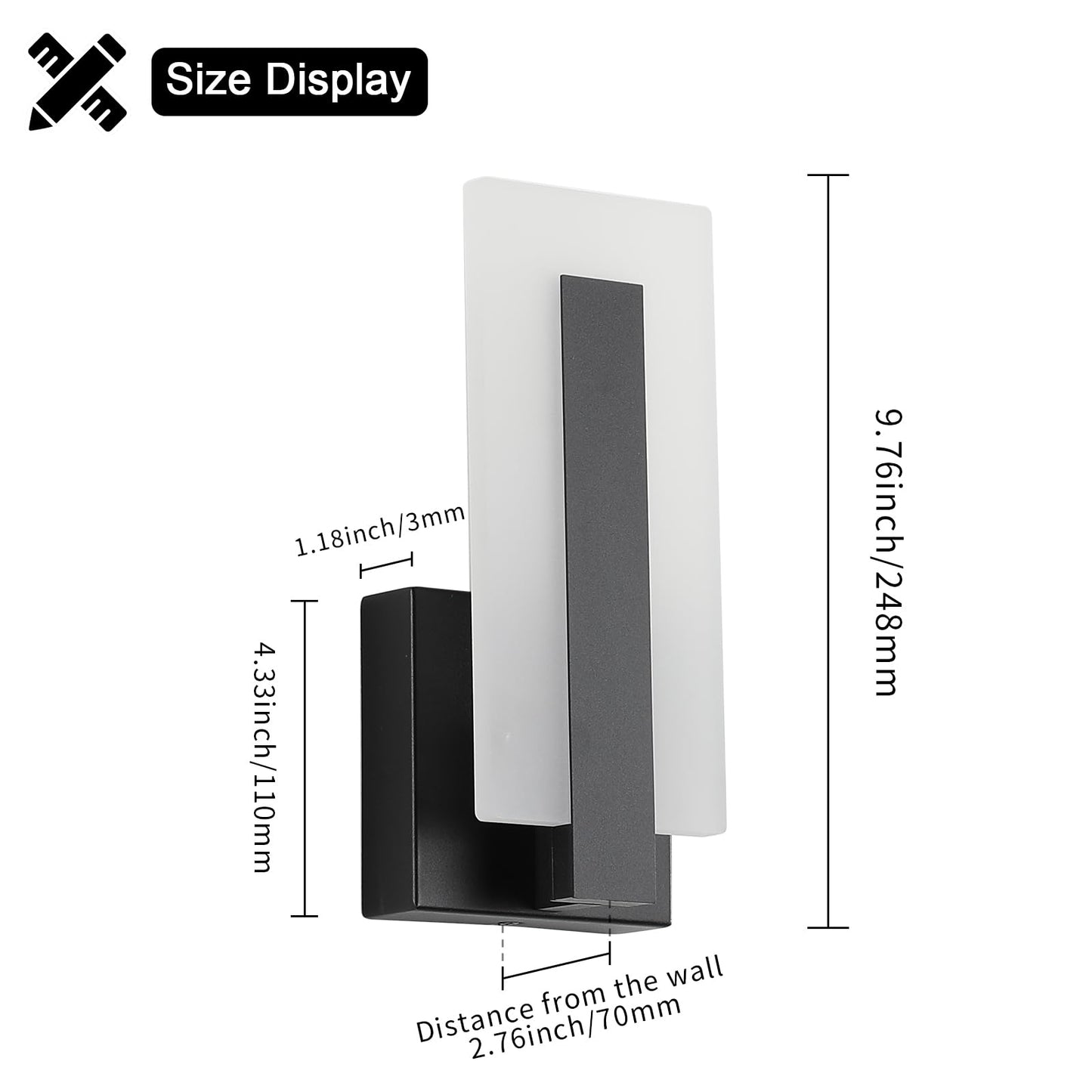 Joosenhouse Modern LED Wall Sconces Up and Down Wall Mount Light Black 3000K Warm White Wall Lights Set of 2, Indoor Wall Lighting for Hallways