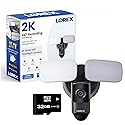 Lorex 2K Wi-Fi Floodlight Security Camera | Black | 32GB MicroSD Card Included | No Monthly Fee | Color Night Vision | Motion Detection | 2-Way Talk |
