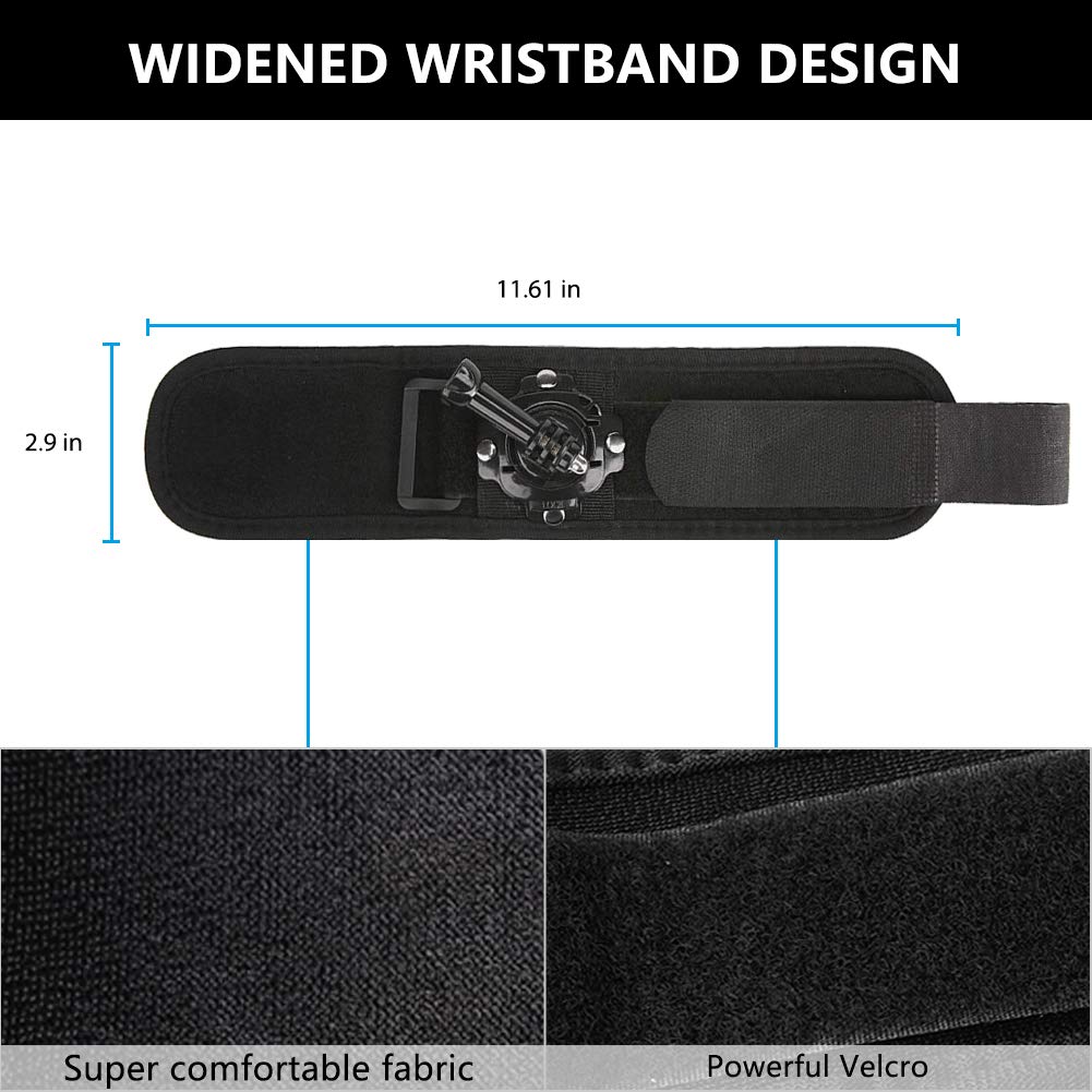 ParaPace 360 Degree Rotating Wrist Strap Mount for GoPro Hero 10/9/8/7/6/5s/5/4s/4/3+ Black Session,Adjustable Cycling Arm Band Holder for XIAOYI