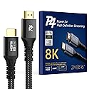 P4 Premium 8K HDMI 2.1 Cable - 6.6ft Braided Cord, Certified High Speed, 8K@60Hz, 4K@120Hz - eARC, HDCP 2.2&2.3, HDR10+, Atmos - Compatible with Apple