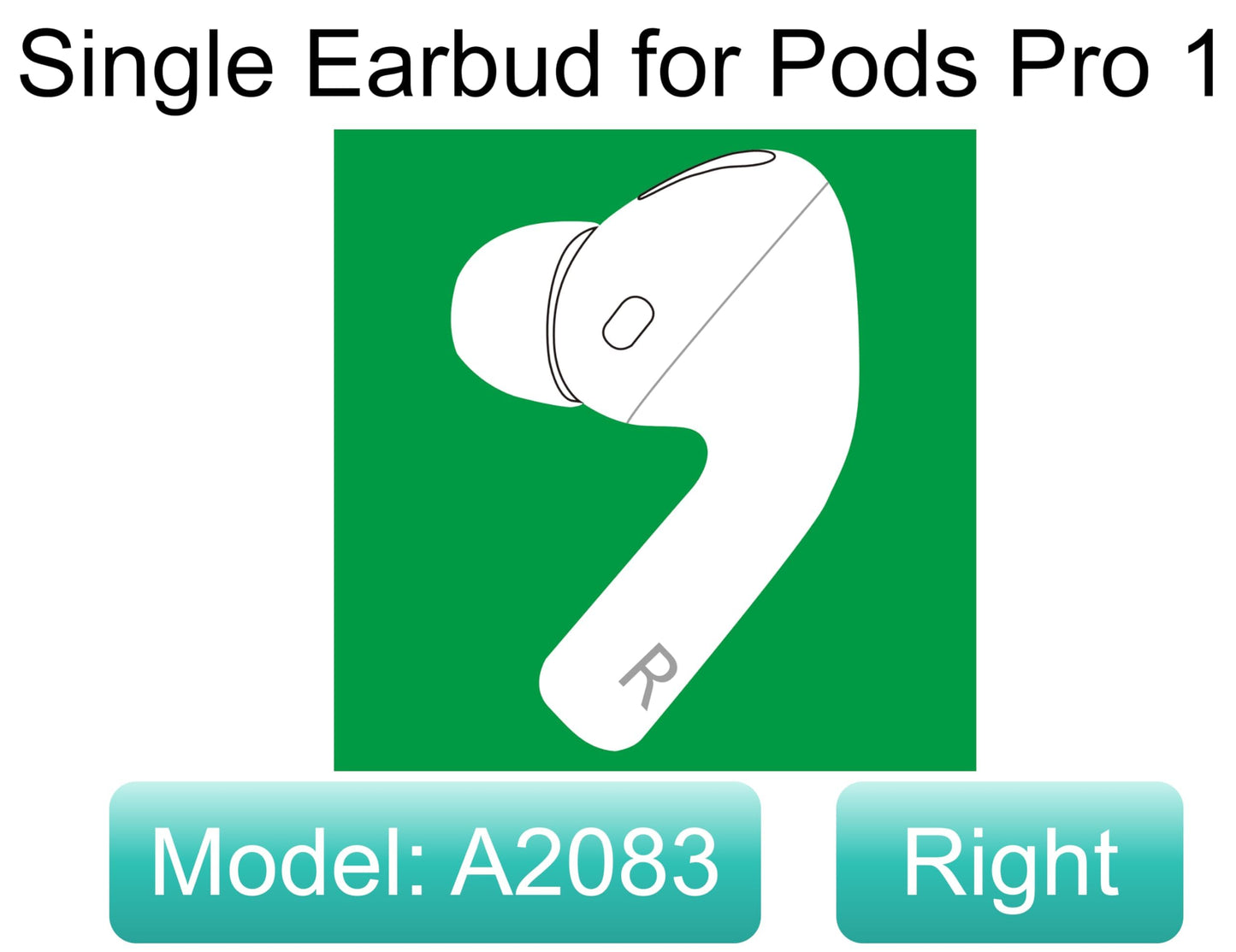 Original Right Earbud Replacement A2083 for Pod Pro 1st Gen, Compatible with OEM Air Pro Charging Case A2190, A2084, Single Right Ear Side Only, Used