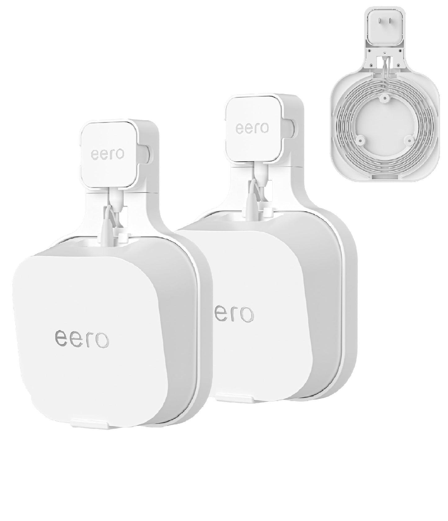 Wall Mount Holder for eero 7 Home WiFi System - Space Saving Wall Bracket with Cable Management, Vertical/Horizontal Plug Option, White (2)